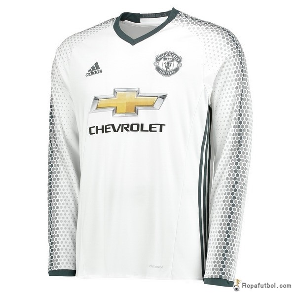 Camiseta Manchester United Replica Tercera Ropa ML 2016/17 Blanco